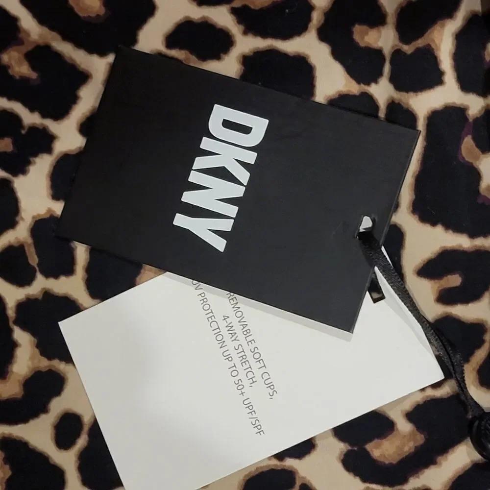 DKNY Women's Printed Leopard Scoop-Neck One-Piece Swimsuit Size 14 - Picture 12 of 16